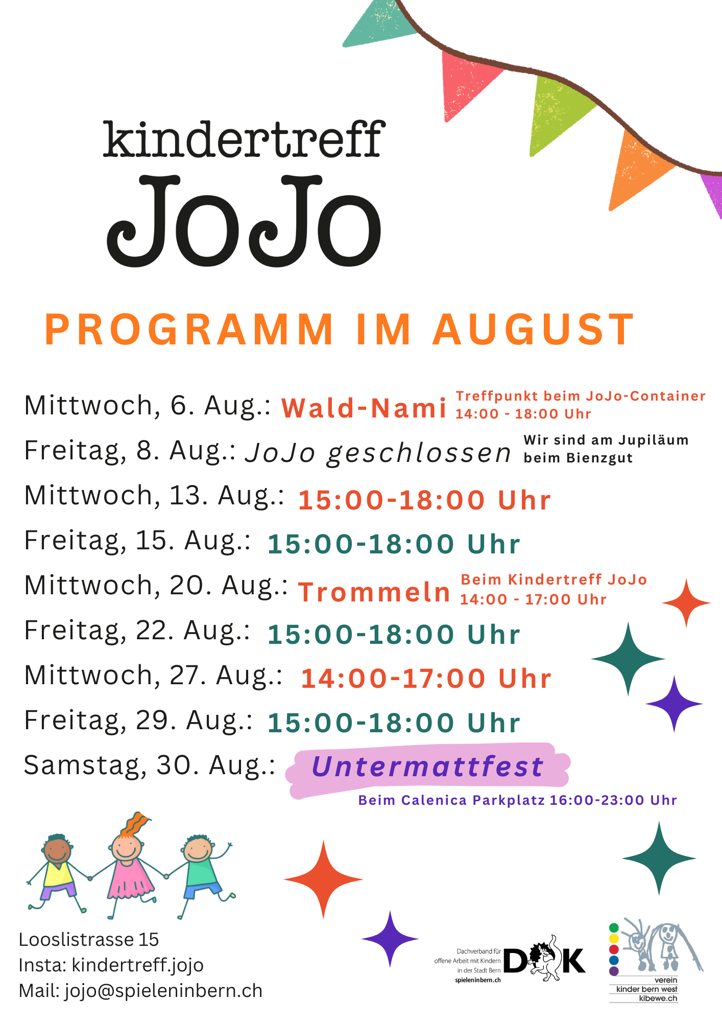 Programm Kindertreff JoJo August 2025